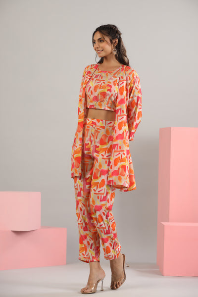 Abstract Art on Silk Three Piece Set