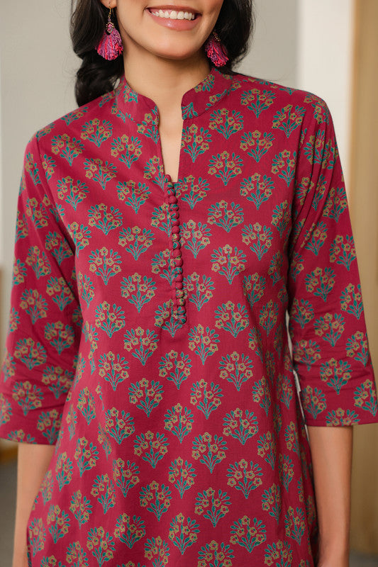 Aloha Mora on Maroon Cotton Co-ord Set