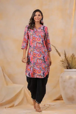 Noir Petals Russian Silk Co-ord Set