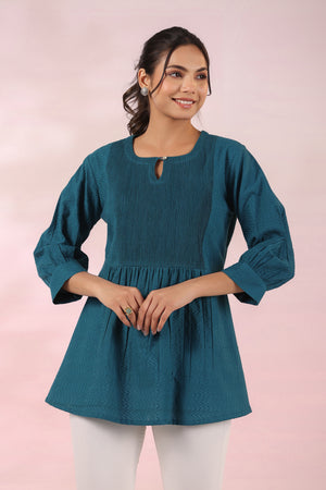 Blueberry Cotton Dobby Solid Top