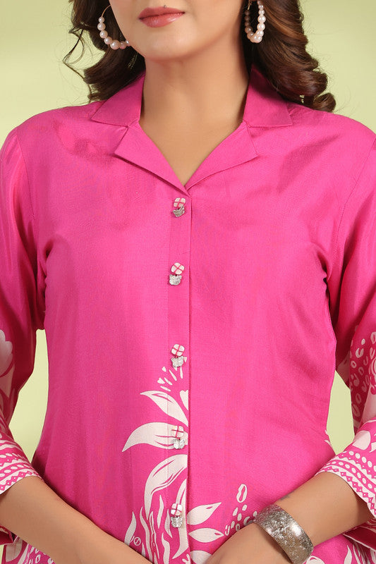 Floral Fuchsia Bliss Russian Silk Top