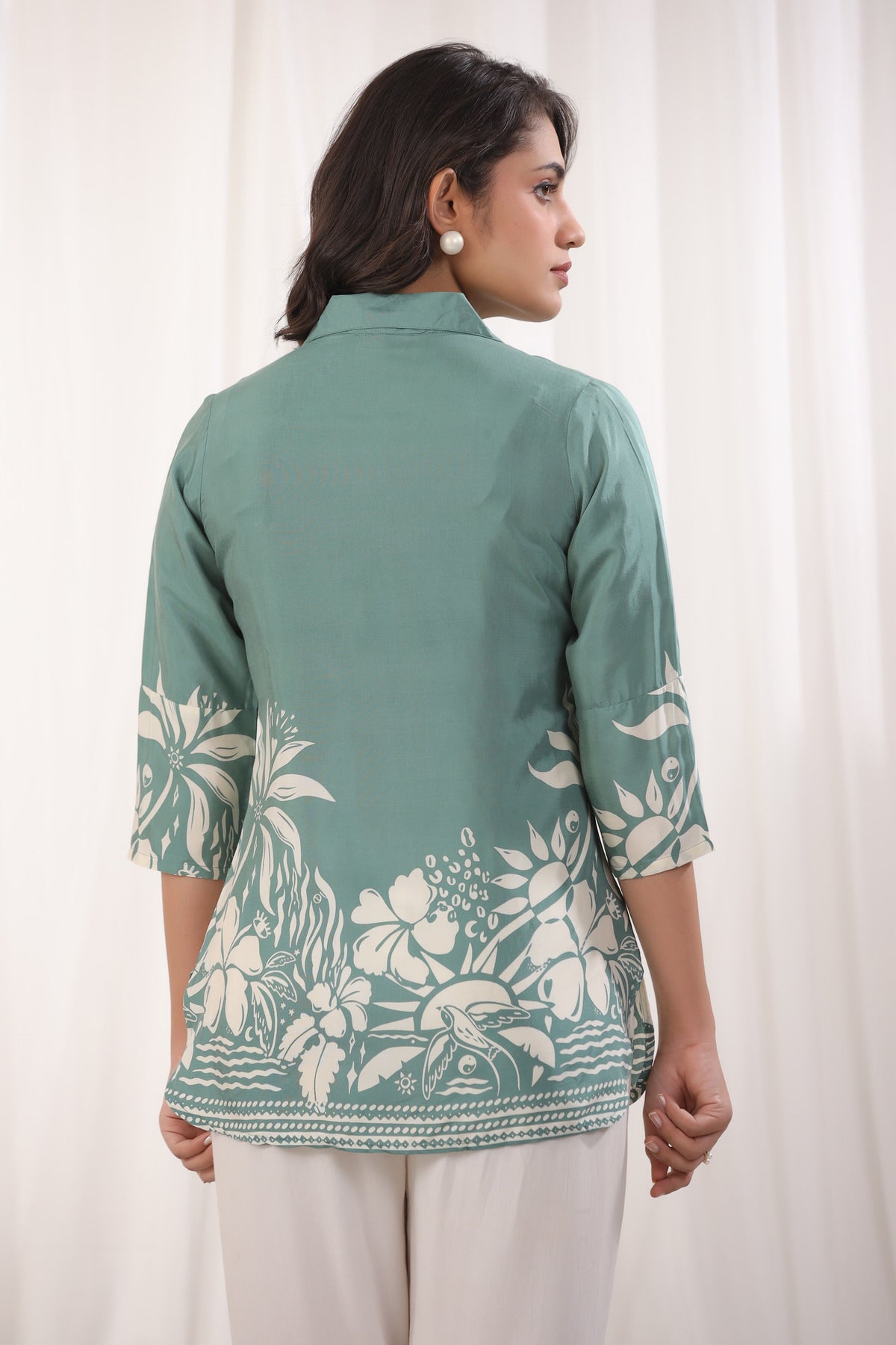 Graceful Green Russian Silk Shirt