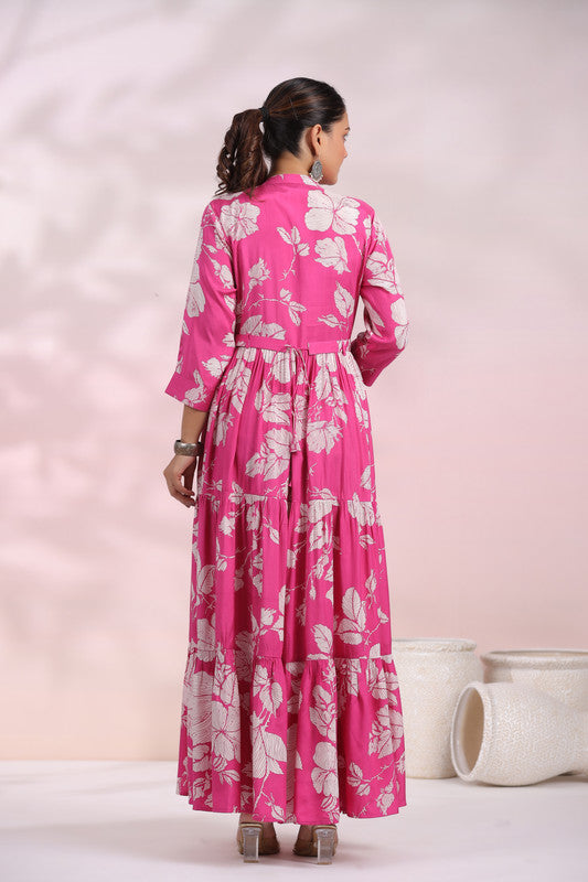 Rose Pink Floral Maxi Dress