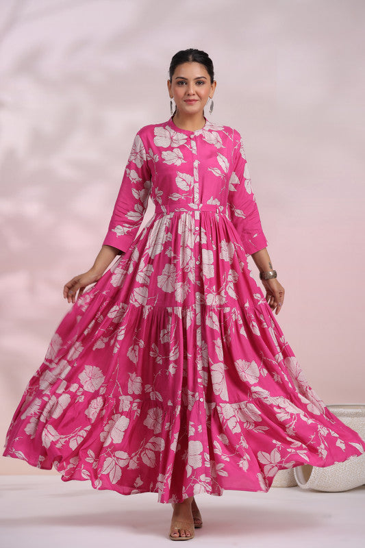 Rose Pink Floral Maxi Dress