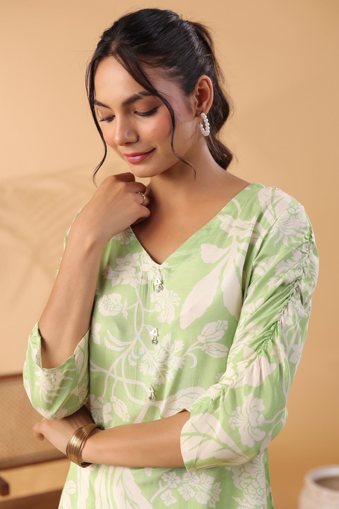 Serene Bliss Powder Green Russian Silk Top