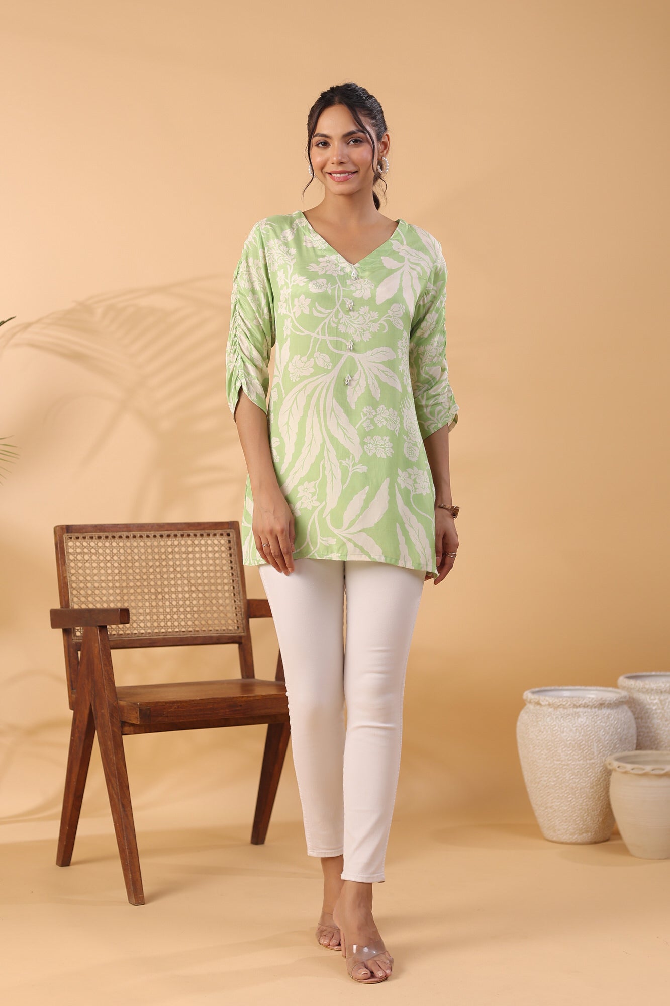 Serene Bliss Powder Green Russian Silk Top