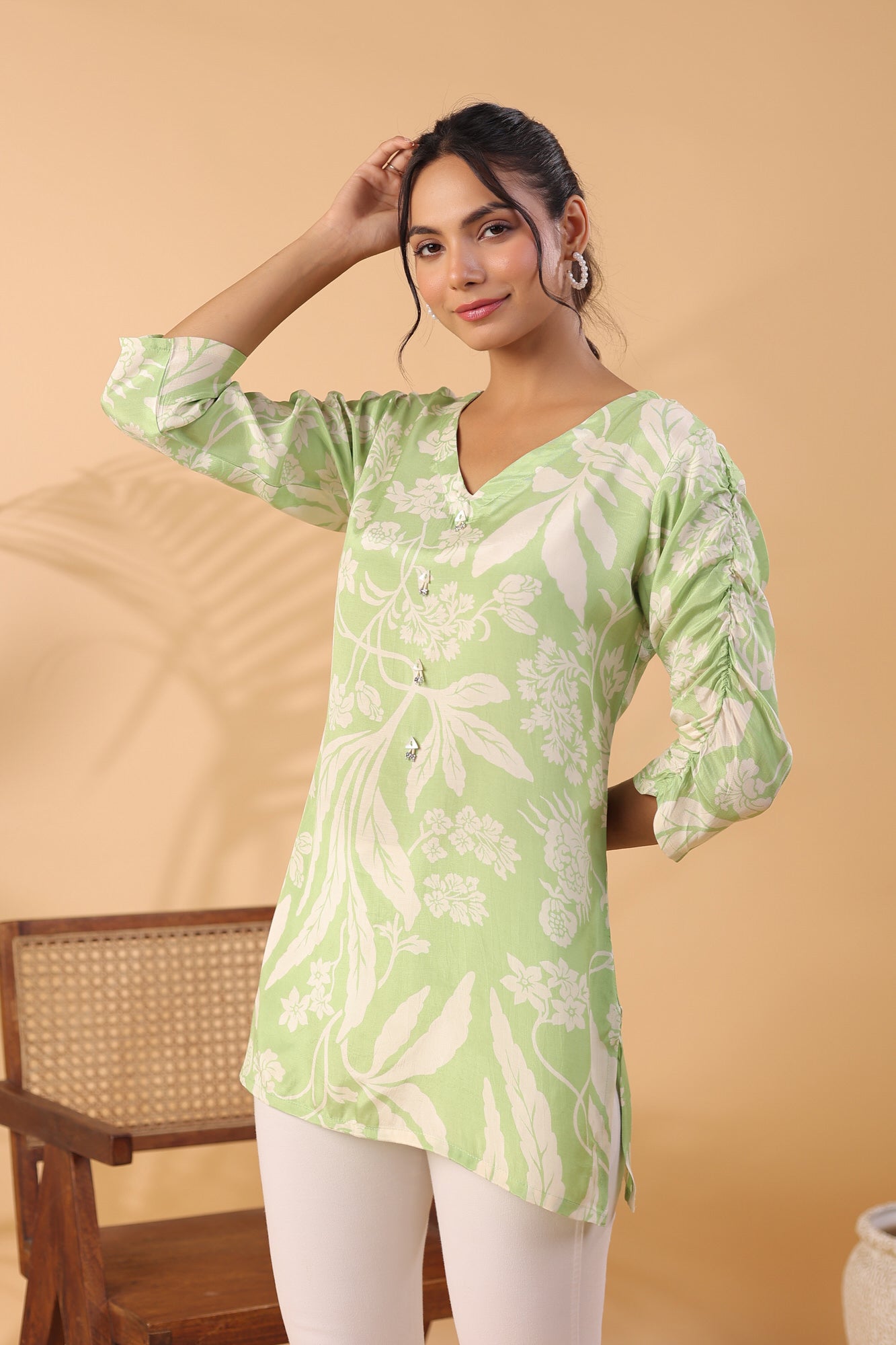 Serene Bliss Powder Green Russian Silk Top