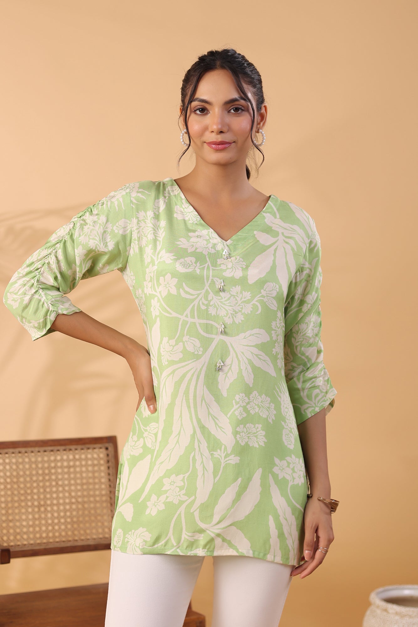 Serene Bliss Powder Green Russian Silk Top