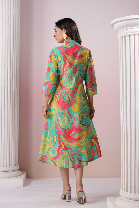 Marble Swirl Russian Silk Dress