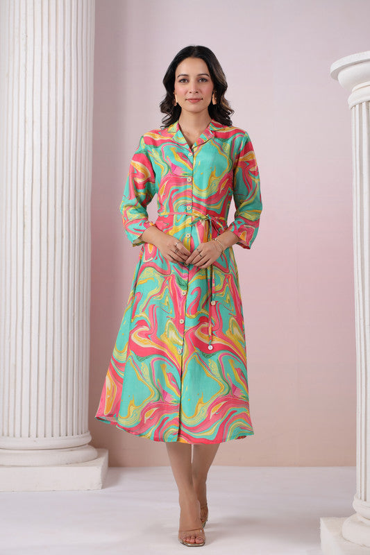 Marble Swirl Russian Silk Dress