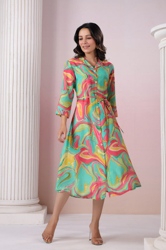 Marble Swirl Russian Silk Dress