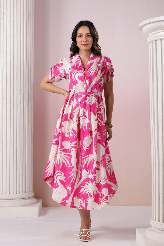 Pink Swan Russian Silk Dress