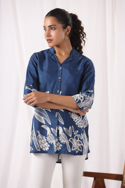 Sapphire Garden Bloom Russian Silk Top