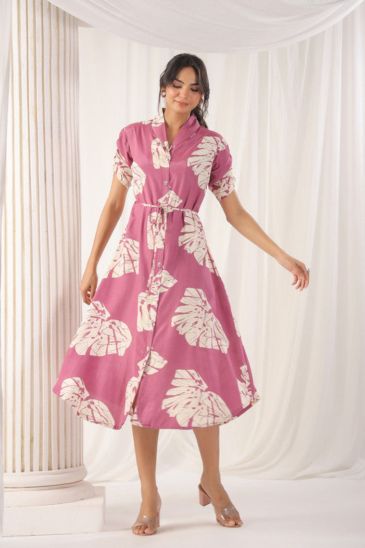 Blush Palm Pink Russian Silk Dress