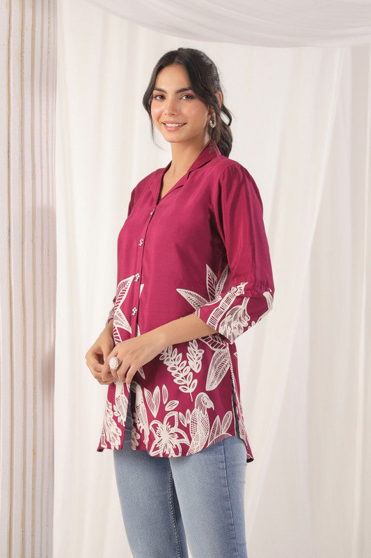 Wine Blossom Russian Silk Top