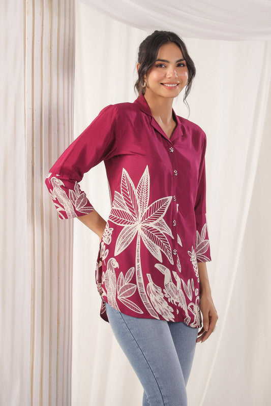 Wine Blossom Russian Silk Top