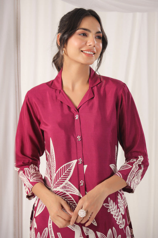 Wine Blossom Russian Silk Top