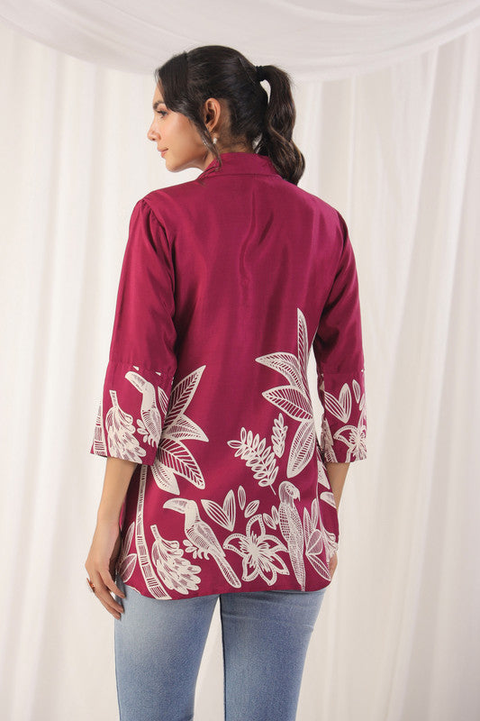 Wine Blossom Russian Silk Top