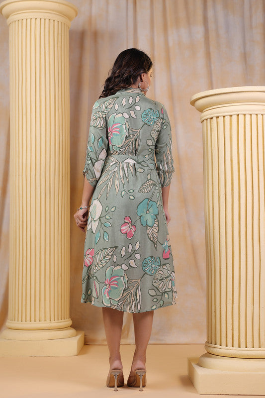 Botanic Bliss  A-Line Muslin Silk Dress