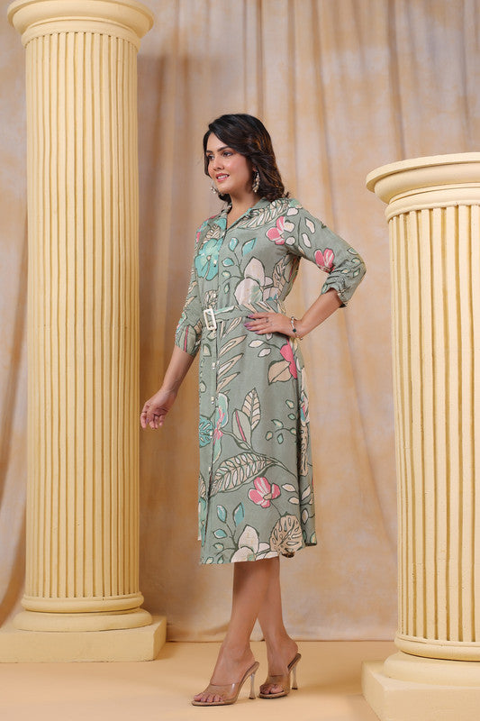 Botanic Bliss A-Line Muslin Silk Dress