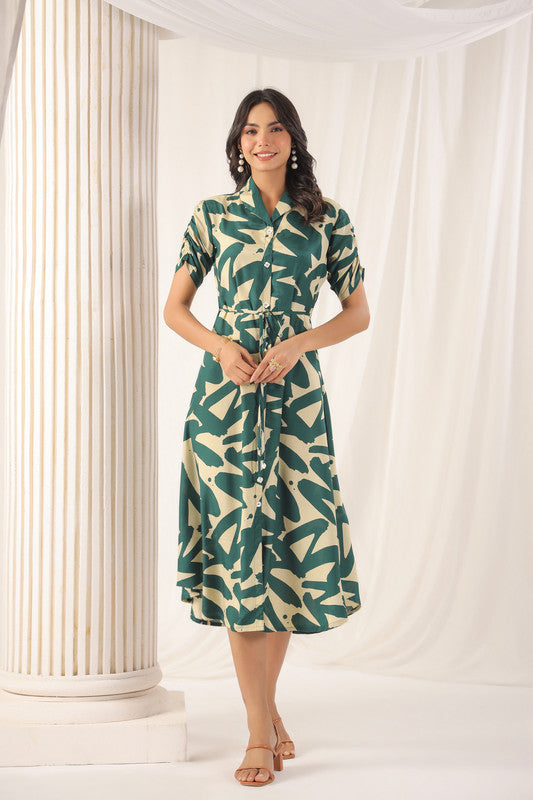 Tropical Fern Green Russian Silk Dress