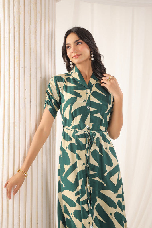 Tropical Fern Green Russian Silk Dress