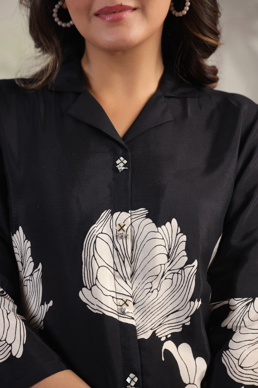 Black Blossom Grace Russian Silk Top