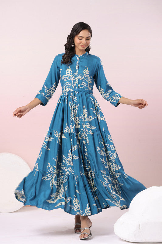 Indigo Leaf Russian Silk Whisper Gown