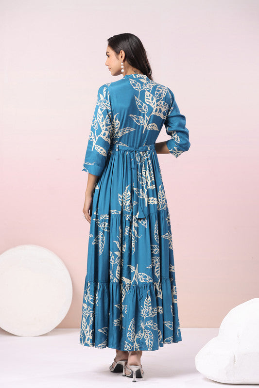 Indigo Leaf Russian Silk Whisper Gown