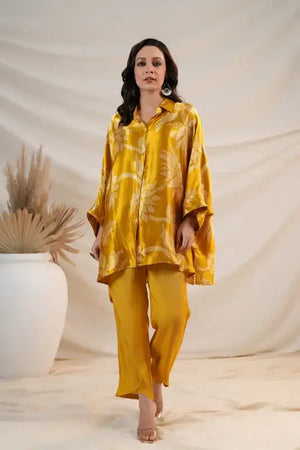 Sunlit Mustard Luxe Russian Silk Co-ord Set