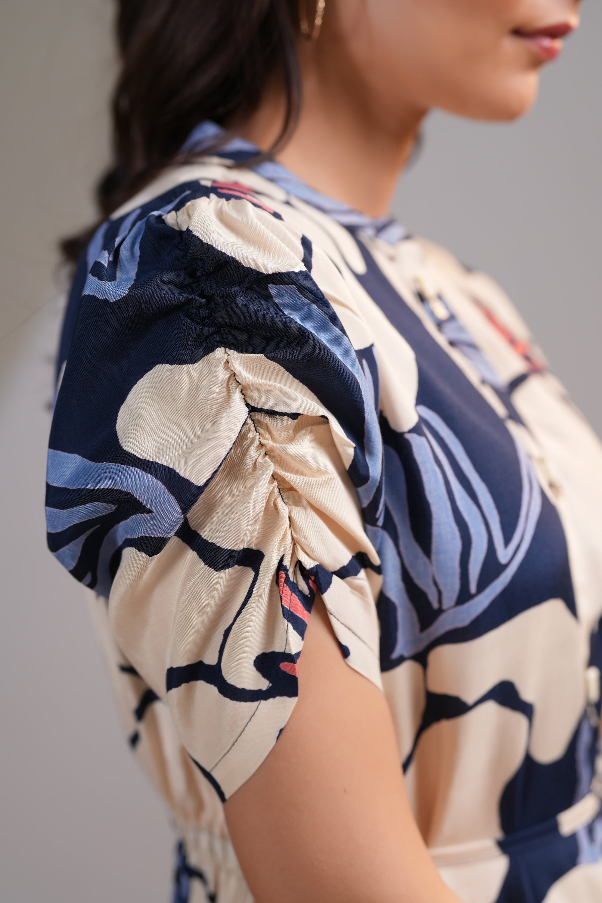 Midnight Petals Printed Multicolour Russian Silk Dress