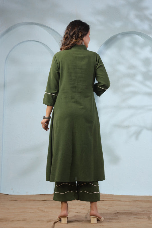Green Flamingo Embroidered Cotton Flex Co-ord Set