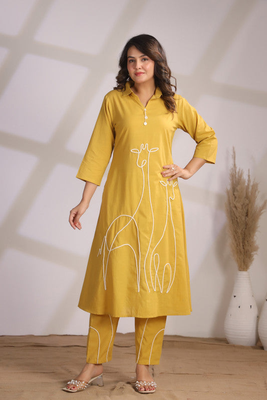 Golden Giraffe Mustard Yellow Cotton Co-ord Set