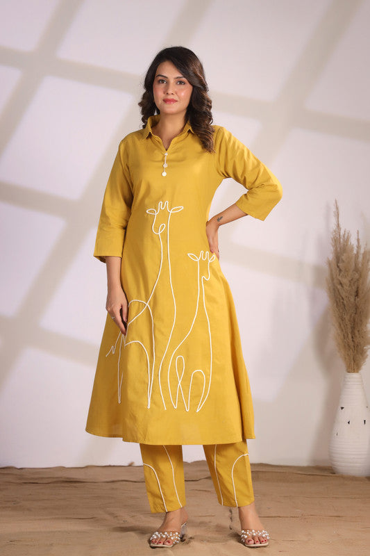 Golden Giraffe Mustard Yellow Cotton Co-ord Set