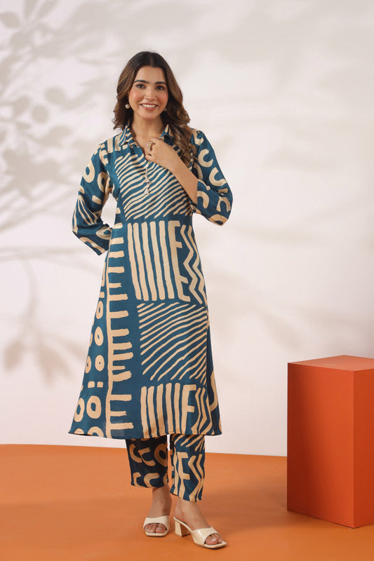 Indigo Impressions Printed Russian Silk Co-ord Set