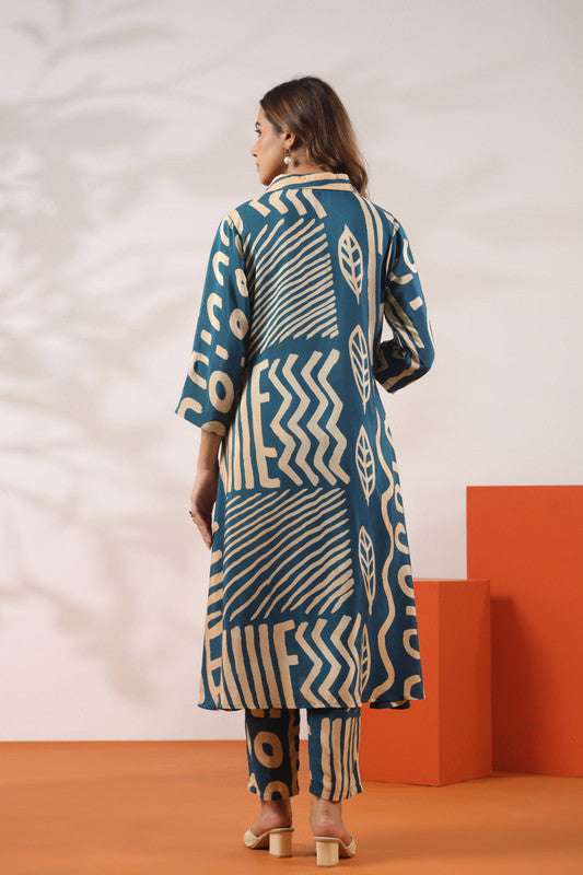 Indigo Impressions Printed Russian Silk Co-ord Set