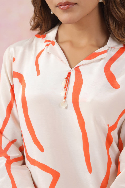 Tangerine Traces Russian Silk Co-ord Set