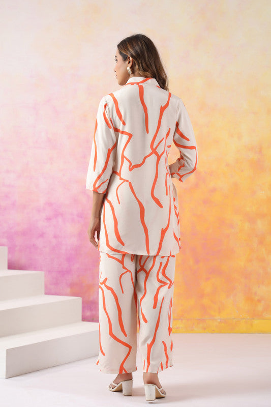 Tangerine Traces Russian Silk Co-ord Set