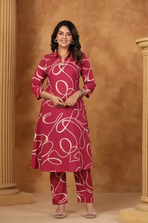 Berry Swirl Statement Pink Cotton Co-ord Set