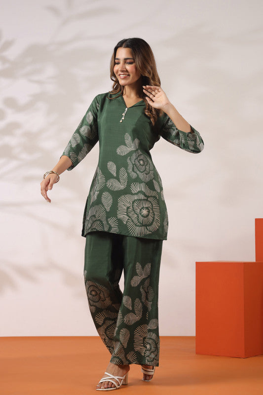 Savanna Safari Green Russian Silk Co-ord Set