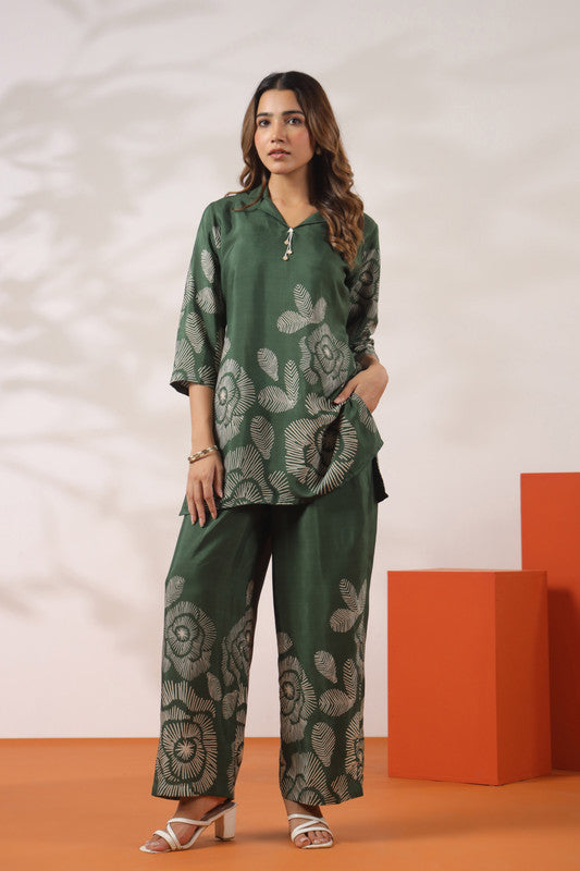Savanna Safari Green Russian Silk Co-ord Set