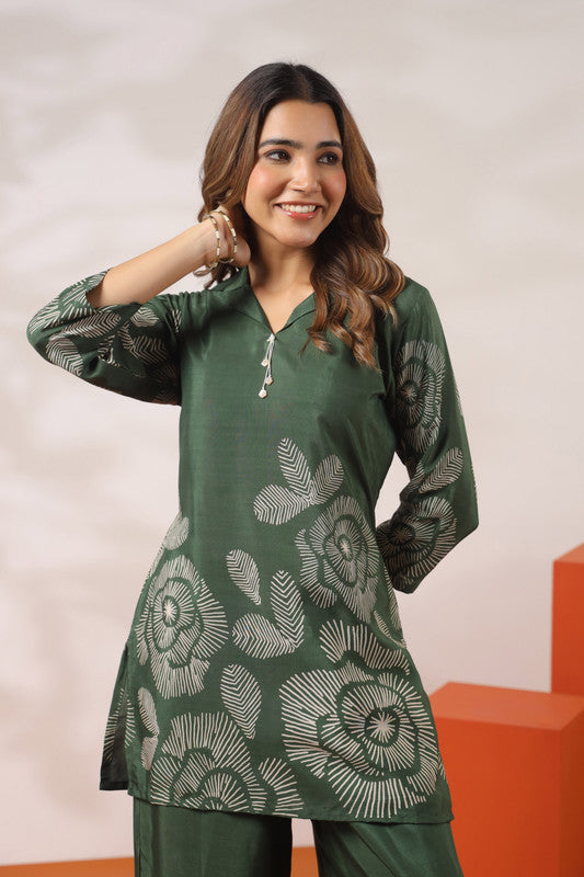 Savanna Safari Green Russian Silk Co-ord Set