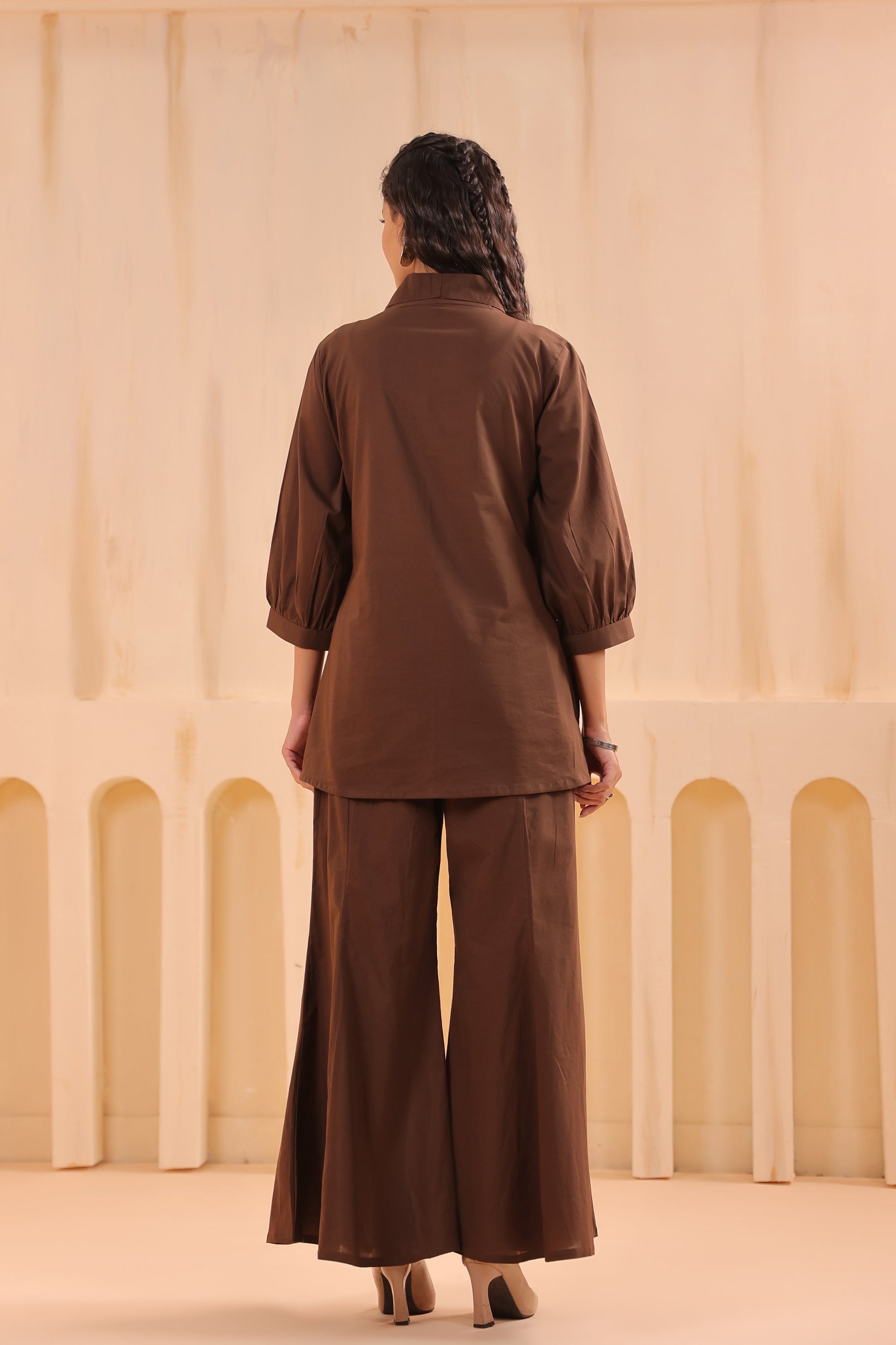 Mocha Chic Flamingo Cotton Co-ord Set