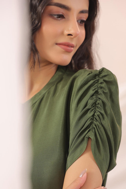 Olive Haven Scenic Printed Russian Silk Dress