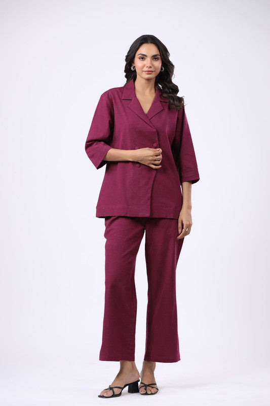 Dusk Rose Cotton Flex Blazer Set