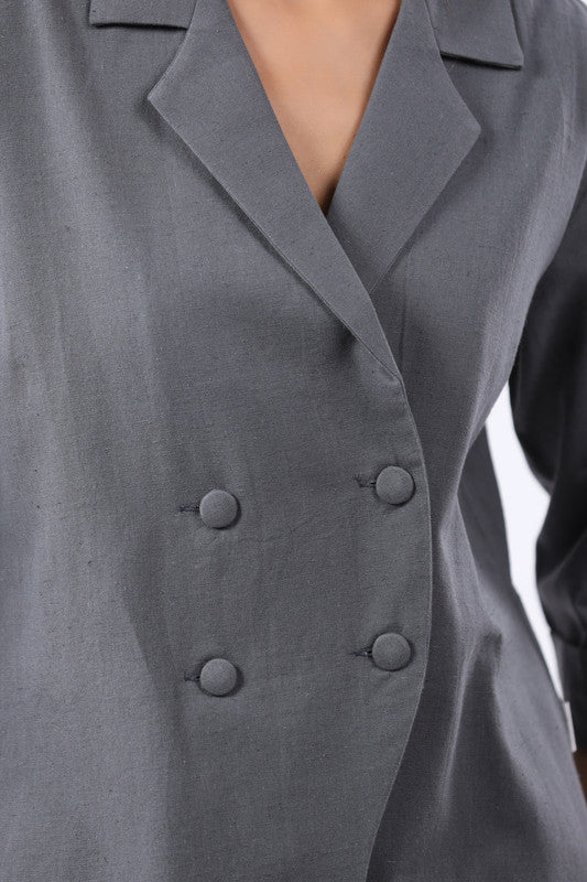 Urban Steel Grey Cotton Flex Blazer Set