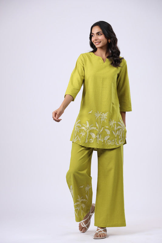 Lime Grove Embroidered Cotton Flex Co-ord Set