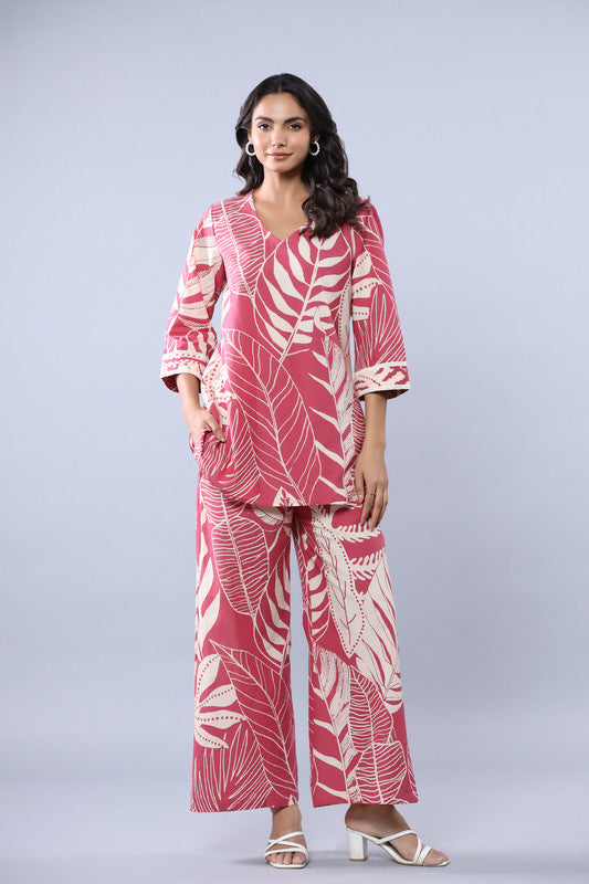 Pink Palm Oasis Cotton Co-ord Set