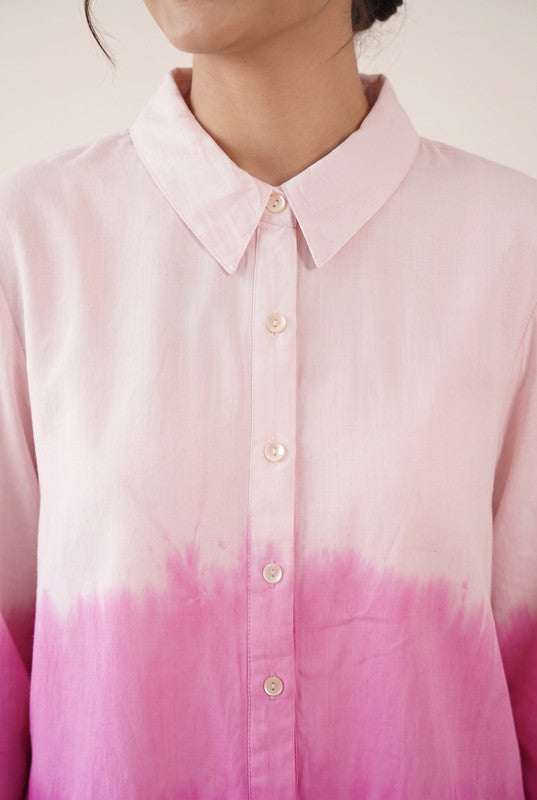 Pink & White Ombre Cotton Flex  Co-Ord Set