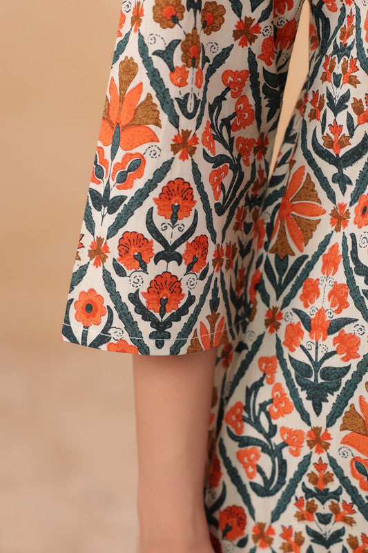 Multicolour Ethnic Floral Printed Cotton Co-ord Set